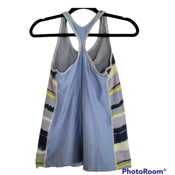 Nike Dri Fit Built- in Sports Bra Tank Racerback Blue Yellow Gray Size L - Picture 2 of 5